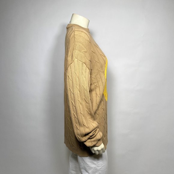 SMILEY x JOSHUA'S Unisex Tan Cable Knit Cotton Sweater - Picture 4 of 8